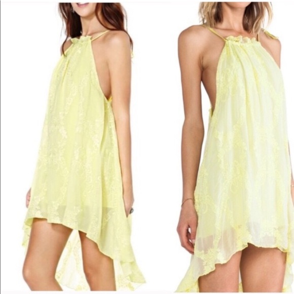 For Love And Lemons Dresses & Skirts - For Love & Lemons Love You Madly yellow crochet high low mini dress Size XS